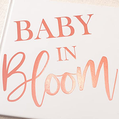 Calculs Polaroid Baby Shower Guest Book Baby in Bloom Signature Bridal Party Picture Book Blank Pages for Instant Film 8.5” Square White Cover Rose Gold Stamping - style: Eclectic