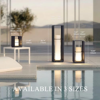 Modern Floor Lamp with Remote, Dusk to Dawn Outdoor Solar Lanterns - size: Medium-16.9"H