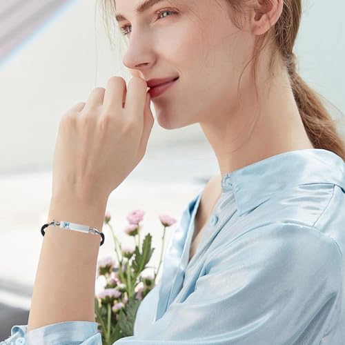 Harbeingt Adjustable Urn Bracelet for Ashes for Women Cremation Jewelry - color: Silver Light Blue