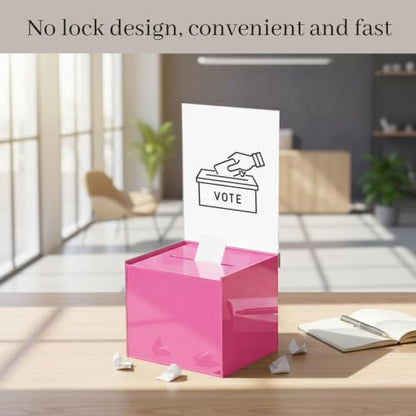 Bucherry Acrylic Donation Box with Slot, 6 x 5 x 5 Inches Ballot Suggestion Raffle Ticket Box with Sign for Fundraising, Raffle, Collecting, Donating, Voting(Hot Pink,3 Pcs) - color: Hot Pink