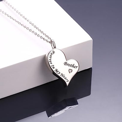 Ladytree 925 Sterling Silver Cremation Urn Necklace for Ashes - style: Brother
