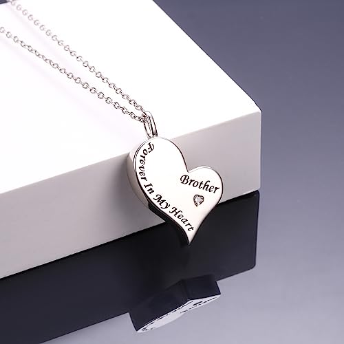 Ladytree 925 Sterling Silver Cremation Urn Necklace for Ashes - style: Brother