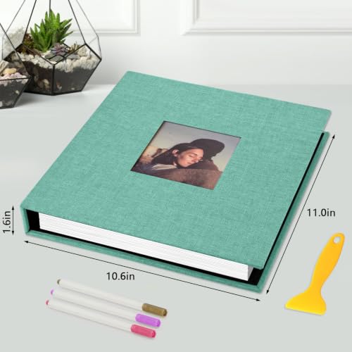 Zesthouse Photo Album Self Adhesive 60 Pages, 3-Ring Scrapbook Albums Holds 3x5 4x6 5x7 6x8 8x10 Photos (Green, 11"x10.6"/White 60 Pages) - color: Green, size: 11"x10.6"/White 60 Pages