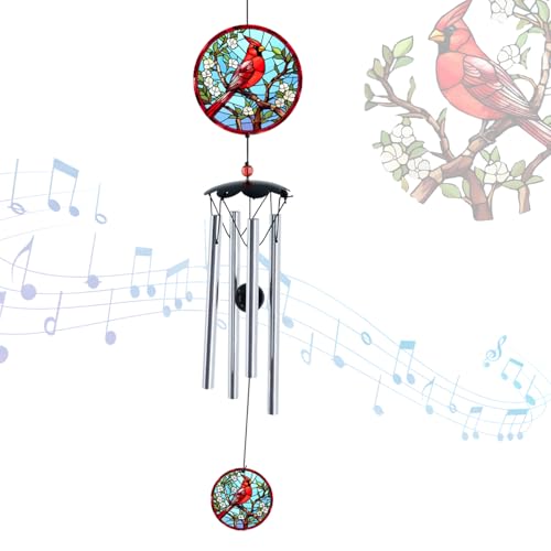 Wind Chimes for Outside 26" Cardinal Wind Chimes Outdoor Home Patio Garden Decor Windchimes Outdoors Gift Ideas for Women Mom Grandma Sisters