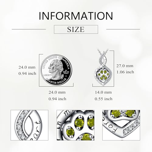 Butterfly/Dragonfly/Pet Paw/Tree of Life/Maple Leaf/Cross Urn Necklace for Ashes 925 Sterling Silver Cremation Pendant Jewelry Gifts for Women Mom - color: Paw-August