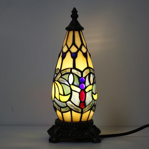 Small Tiffany Stained Glass Table Lamp 5.5X11 Inch (Blue Lotus) - color: Blue Lotus