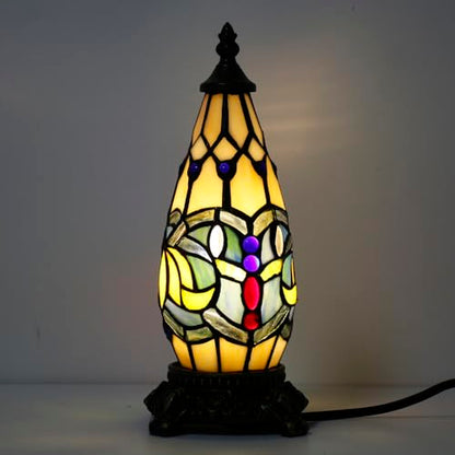 Small Tiffany Stained Glass Table Lamp 5.5X11 Inch (Blue Lotus) - color: Blue Lotus