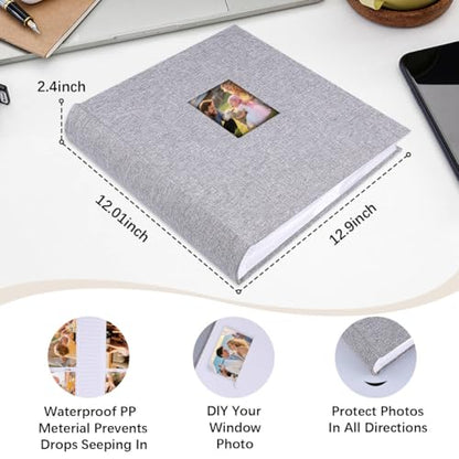 Photo Album 4x6 Vertical 600 Photos with Writing Space, Grey - color: Grey