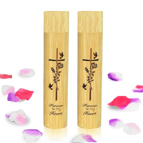 2 Pack Small Biodegradable Bamboo Scattering Tubes Urn for Human Ash - color: Pigeon-rose, size: Small (Set of 2)