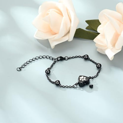 shajwo Pet Cremation Jewelry Paw Print Heart Urn Bracelet for Ashes - color: Black