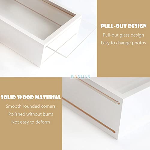 Shadow Box Frame,Wooden Double-Sided High-Definition Plexiglass Storage Box, DIY Display Box, Suitable for Dried Flowers, Specimens, Handicrafts, Baby Souvenirs and Photos (White) - color: White