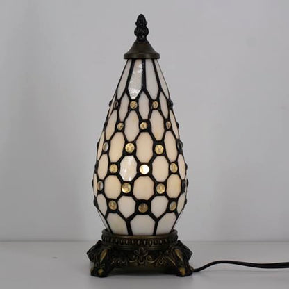Small Tiffany Stained Glass Table Lamp 5.5X11 Inch (White Yellow) - color: White Yellow