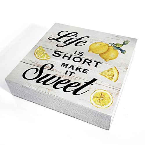 Inspirational Quote Life Is Short Make It Sweet Wood Box Sign - color: Wood