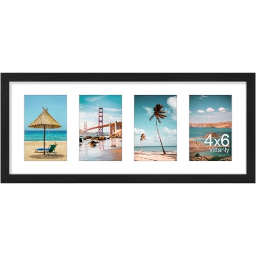 Vittanly 8x20 Collage Picture Frame, Displays 4Pcs 4x6 Pictures, Black - color: Black, size: 8x20