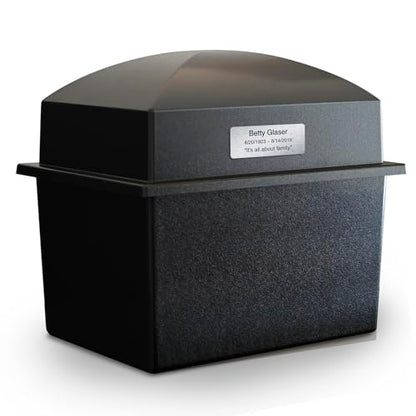 Recycled Urn Vault, Marquis, Carbon | Holds Adult Human Ashes and Cremation Urns, For Cemetery and Ground Burials, Made in The USA - color: Carbon with Nameplate, size: Large