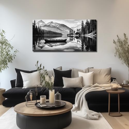 JuhaiArt Landscape Wall Art Black Wall Art Print for Office - color: Black, size: 48"L x 24"W