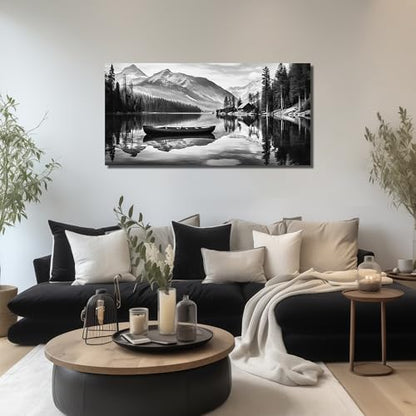 JuhaiArt Landscape Wall Art Black Wall Art Print for Office - color: Black, size: 48"L x 24"W