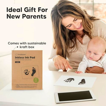 1pk Inkless Baby Hand and Footprint Kit, Mess Free Ink Pad (Jet Black, J) | Jumbo Size, Newborn Keepsake, Dog Nose, Paw Print Kit, Clean Touch Ink Pads, Baby Handprints Footprints Kit, New Mom Gifts - color: Jet Black, size: 1-Pack, Jumbo 4.8" x 6.8"