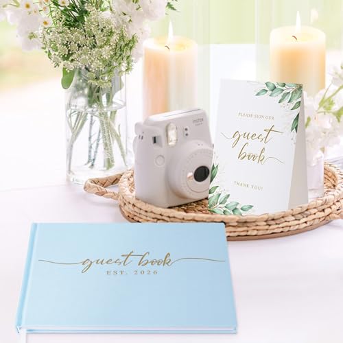 1DOT2 Wedding Guest Book, Personalized 2026 Year, Baby Blue - color: Baby Blue, size: With Year/2026