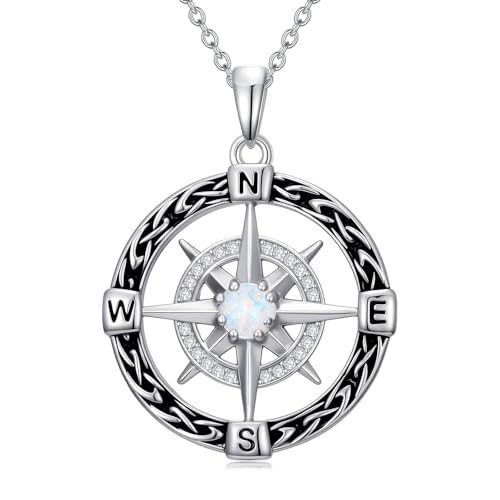 WINNICACA Celtic Knot Necklace 925 Sterling Silver Celtic Pendant Irish Urn Necklace Jewelry Birthday Anniversary Valentine's Day Gifts for Her Women Wife Girlfriend Daughter - style: 3-Compass Necklace(Oxidation)
