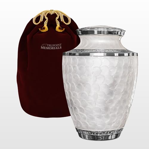 Trupoint Memorials Cremation Urns for Human Ashes, Silver Lining Decorative Burial Urns for Male and Female, Funeral Memorial Urn for Women and Men - Opal, XL (300 LB) - color: Opal, size: Extra Large