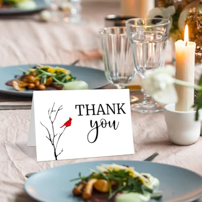 Fumete 50 Set Funeral Thank You Cards, Cardinal - style: Cardinal