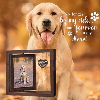 Dog Memorial Gifts Picture Frame, Pet Memorial Gifts for Loss, Rotating Wooden Picture Frame for 4x6 inches Photos, Sympathy Gift & Dog Bereavement Remembrance