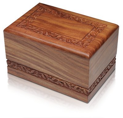 SOULURNS Border Engraved Wooden Urn for Human Ashes - Large Rosewood Cremation Urn for Adult Male or Female - Fits up to 200 lbs - Includes Premium Velvet Bag - size: Fits 200 Lbs