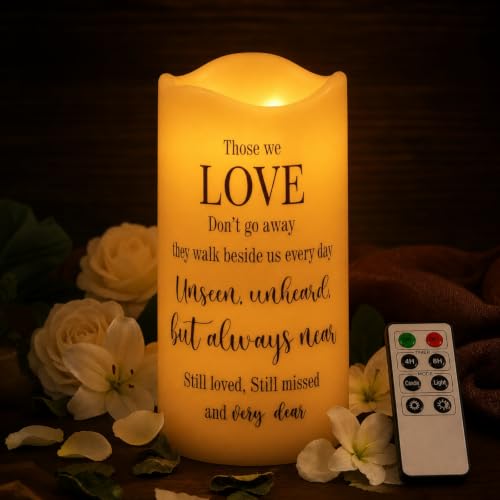 Pangda Flameless Memorial Candle with Remote Real Wax LED 3x6 in, Love - style: Love