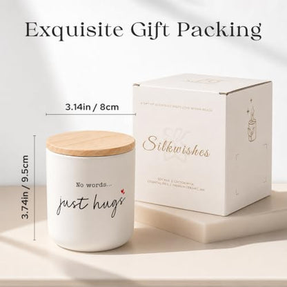 Sympathy Gifts for Loss of Loved One - No Words Just Hugs Candle | Lavender Scented Candle, Memorial Gifts, Bereavement, Grief, Thinking of You, Get Well, Condolence Candle for Women, Soy Wax