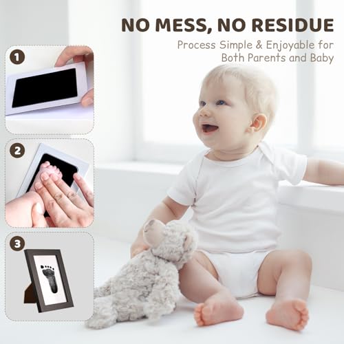 2 Park Baby Footprint Kit with 1 Wooden Frame, No Mess Inkless Hand and Footprint Kit, Clean-Touch Ink Pads for Fingerprint Stamps, Paw Print Kit for Dogs Cats, Baby Shower Gifts Keepsake for New Mom - size: S-2park