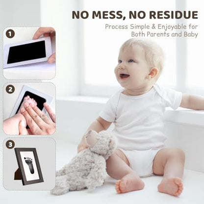 2 Park Baby Footprint Kit with 1 Wooden Frame, No Mess Inkless Hand and Footprint Kit, Clean-Touch Ink Pads for Fingerprint Stamps, Paw Print Kit for Dogs Cats, Baby Shower Gifts Keepsake for New Mom - size: S-2park
