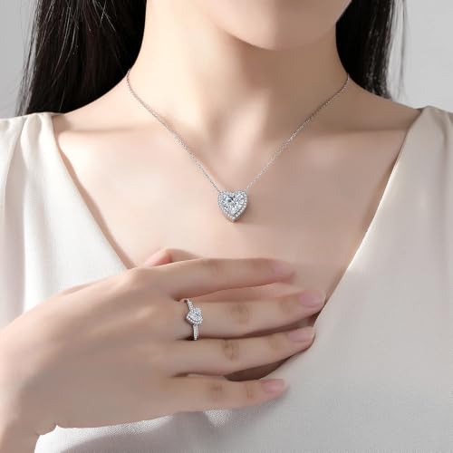 Cremation Jewelry for Women 925 Sterling Silver Heart Opal Urn Ashes Necklace Jewelry Memorial Keepsake(Heart-shaped) - color: Heart CZ