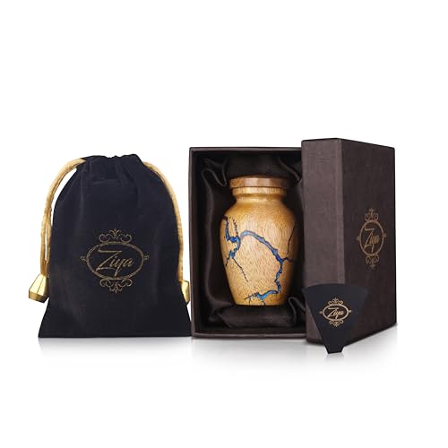 ZIYA Wooden Cremation Small Urns for Human Ashes Keepsake Adult Male Female - Mini Urn for Ashes for Women Men Child Decorative Memorial Funeral Urns for Ashes Pet Cat Dog with Gift Box, Bag & Funnel - size: X-Small