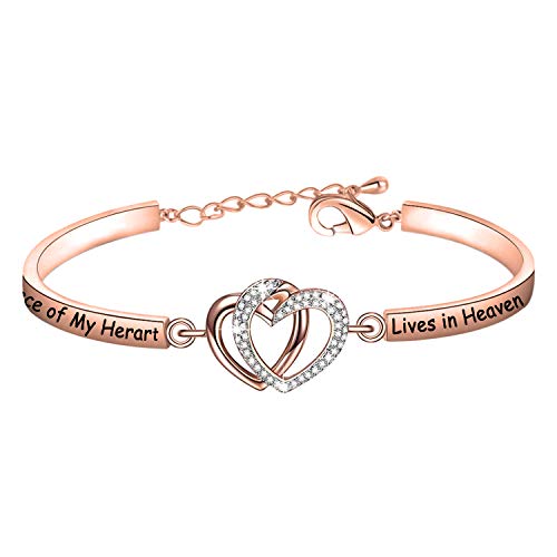 FAADBUK Memorial Jewelry Loss Gift A Piece of My Heart Lives In Heaven Bracelet In Memory of Loved Son Daughter Sympathy Gift - color: A Piece Of C-RG