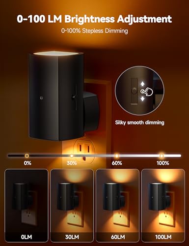 Brightown 2 Pack White Night Lights with Rotating Plug, Amber - color: Amber, size: 2 PACK Black