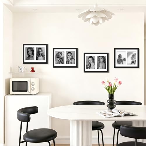 DUENPY 4 Pack 8.5x11 Collage Frame For 2 5x7 Photos Black - color: Black, size: 8.5x11（5x7 opening）-4 Pack
