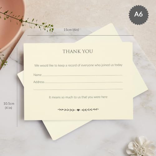 ANGEL & DOVE 25 Ivory Funeral Attendance Cards - Collect Guest Name & Addresses