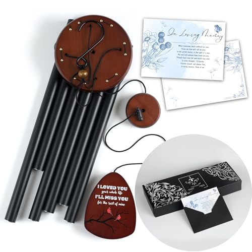Memorial Wind Chimes for Loss of Loved One, Windchimes in Memory of a Loved One, Sympathy Gift Baskets, Bereavement Condolence Gifts, Memorial Gifts for Loss of Mom, 32" Sympathy Cardinal, Black - size: 32" Cardinal