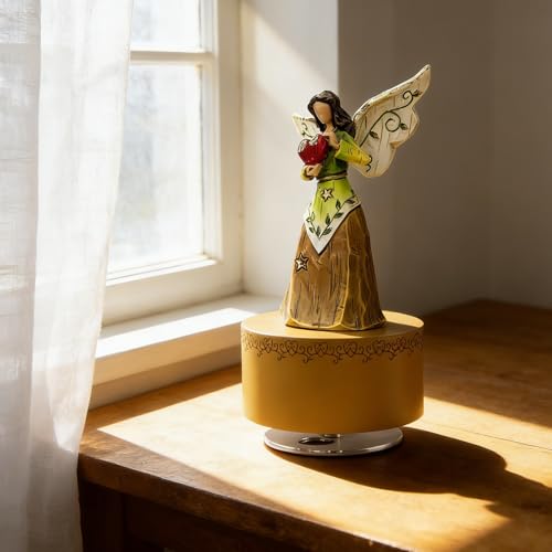 Music Box, Guardian Angel Musical Box Figurine Holding Heart, Sculpted Hand-Painted Music Boxes Figures Wind Up Angel Musical Boxes for Women Girls in Christmas Birthday Anniversary - color: Angel Figurines Heart