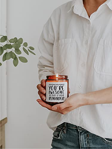 Inspirational Candle Gifts for Women Men,Thank You Gifts,7oz | Appreciation Encouragement Gift for Sister in Law Friend Nurse Wife Girlfriend,Sandalwood Rose Scented,Natural Soy Wax - color: Sometimes You Forget You're Awesome
