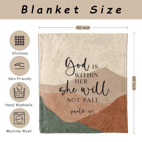 HIWX Boho Christian Bible Verse Religious Throw Blanket 50x60 she Will - color: She Will 1, size: 50“L x 60”W