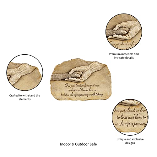 Evergreen Garden Dog Paw in Hand Devotion Painted Polystone Stepping Stone - 12”W x 0.5”D x 7.5”H…