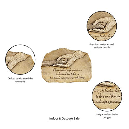 Evergreen Garden Dog Paw in Hand Devotion Painted Polystone Stepping Stone - 12”W x 0.5”D x 7.5”H…