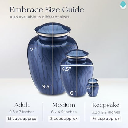 Geturns - Adult Personalized Simple Cross Cremation Urns for Human Ashes I Large Pearl Cobalt Blue Funeral Urn for Men and Women I 200 lbs - color: Pearl Cobalt Blue