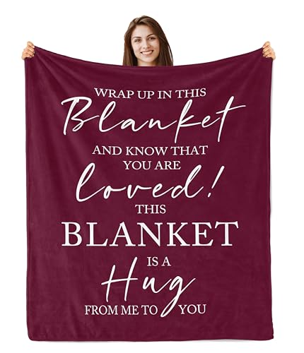 Butonus Get Well Gifts for Women After Surgery, Blanket for Woman, Thinking of You Gifts for Women, Inspirational Encouragement Healing Purple Hug Blanket 60"X50" - color: Burgundy, size: 60x50in