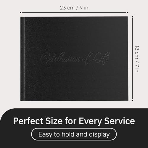 Useful Co. Funeral Guest Book for Party, Sign in Book, Leather Cover, Black | Sign In Book for Memorial Service or Vacation Home, Hardbound Leather Guest Books, House and Party Guest Book, 9 x 7 In