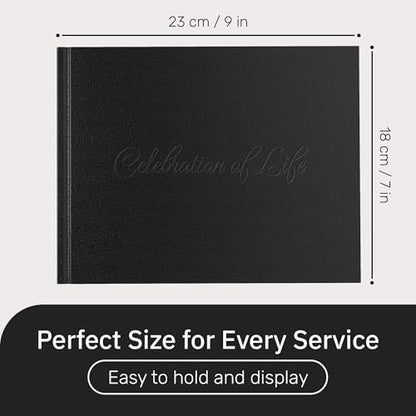 Useful Co. Funeral Guest Book for Party, Sign in Book, Leather Cover, Black | Sign In Book for Memorial Service or Vacation Home, Hardbound Leather Guest Books, House and Party Guest Book, 9 x 7 In