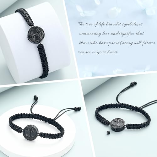Imrsanl Tree of Life Urn Bracelet for Ashes for Women Men - color: Black