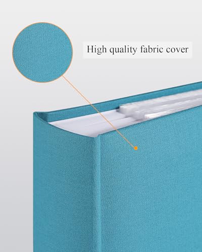 1DOT2 Photo Album for 4x6 Pictures with Writing Space, Blue | Holds 402 Photos,Linen Cover with Front Window, Acid-free Inner Pages, Ideal for Marriage Children Travel Family - color: Peacock Blue